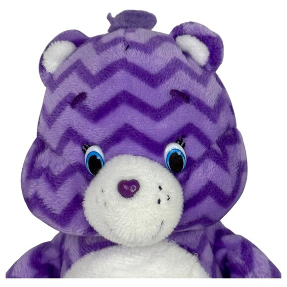 Care Bears Share Bear Purple Chevron Plush Toy 2016 Edition Embroidered Lollipop - Picture 2 of 11